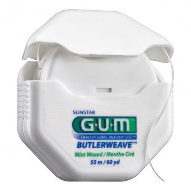 Зубная нить GUM BUTLERWEAVE MINT WAXED, мятная вощенная, 55м