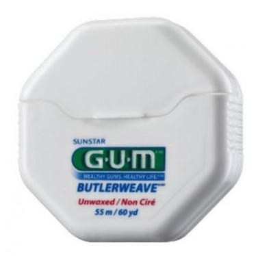Зубная нить GUM BUTLERWEAVE MINT WAXED, мятная вощенная, 55м